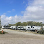 Pull-thru RV sites with gravel pads and hookups
