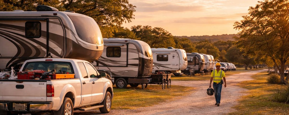 Long term RV living near Austin Texas for traveling contractors and workers