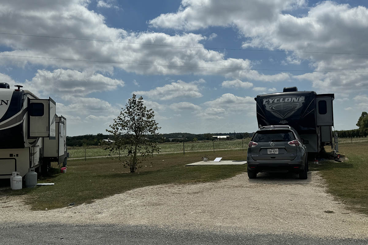RV sites at Country Oasis RV Park near Austin, Texas offering a peaceful extended-stay location in growing Central Texas