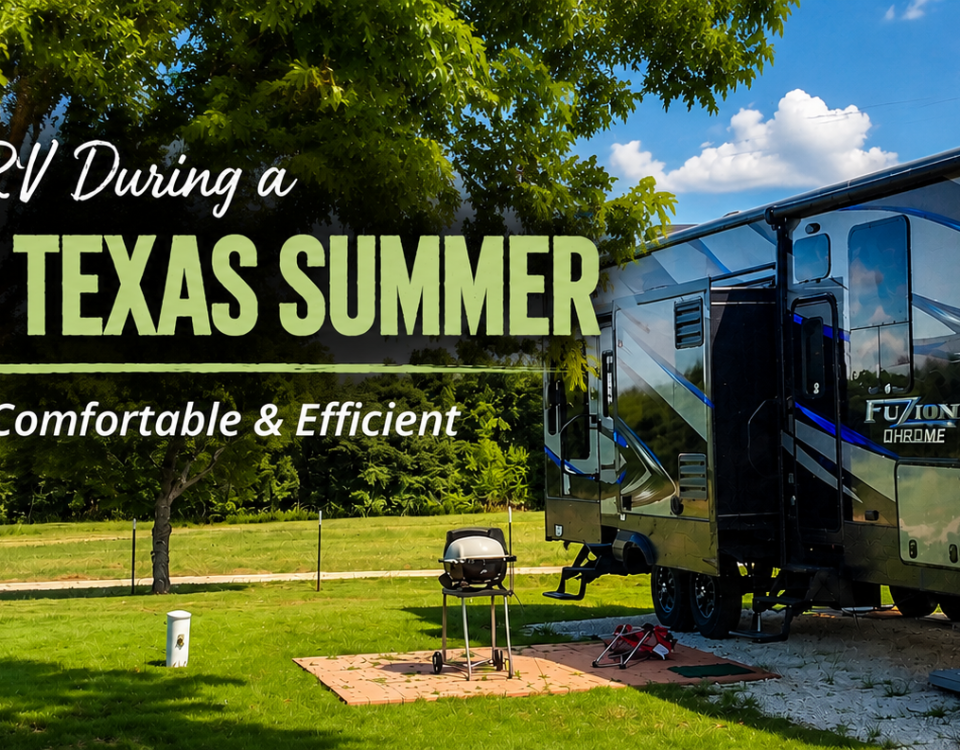 Comfortable RV living during a Central Texas summer at Country Oasis RV Park
